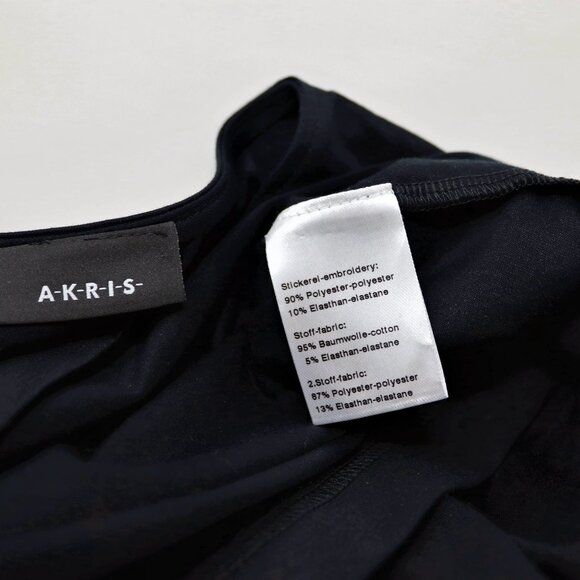 AKRIS 8 Sheer Black Mesh Organza Long Sleeve Illusion Stretch Blouse Top - Picture 11 of 14